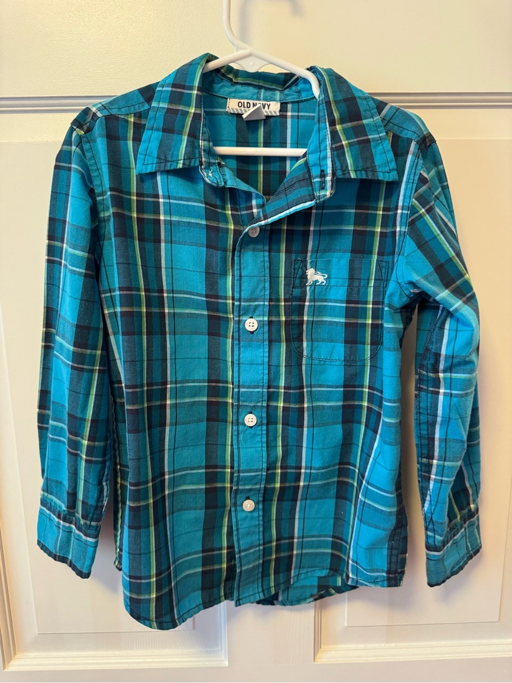 Old Navy Blue Plaid Button-Down Shirt for Kids